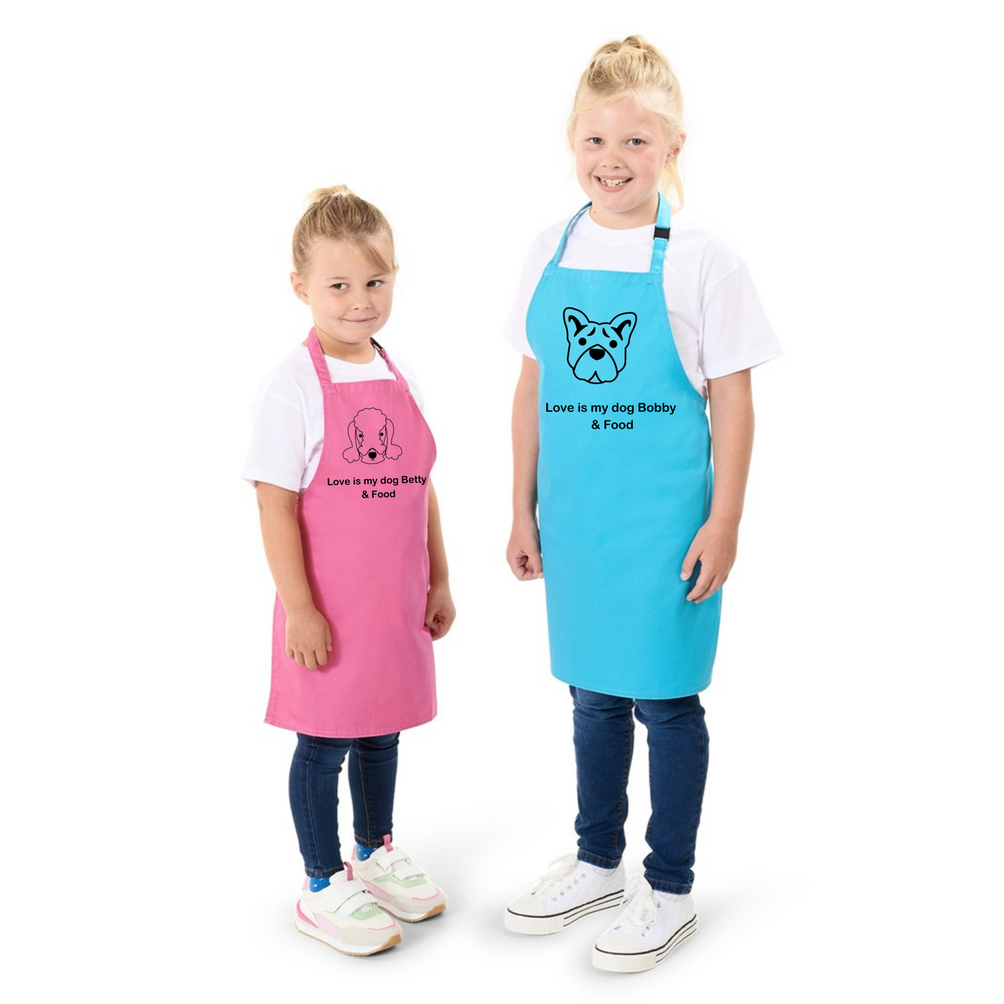 Personalised Love Is My Dog And Food Apron Cream