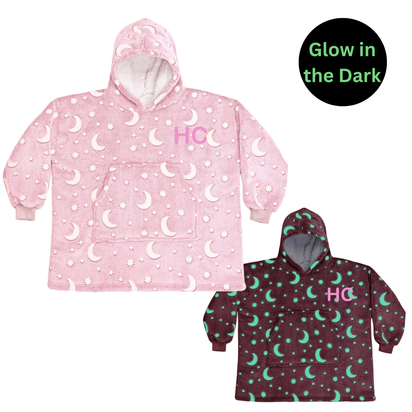 Personalised Glow In The Dark Hooded Blanket Pink