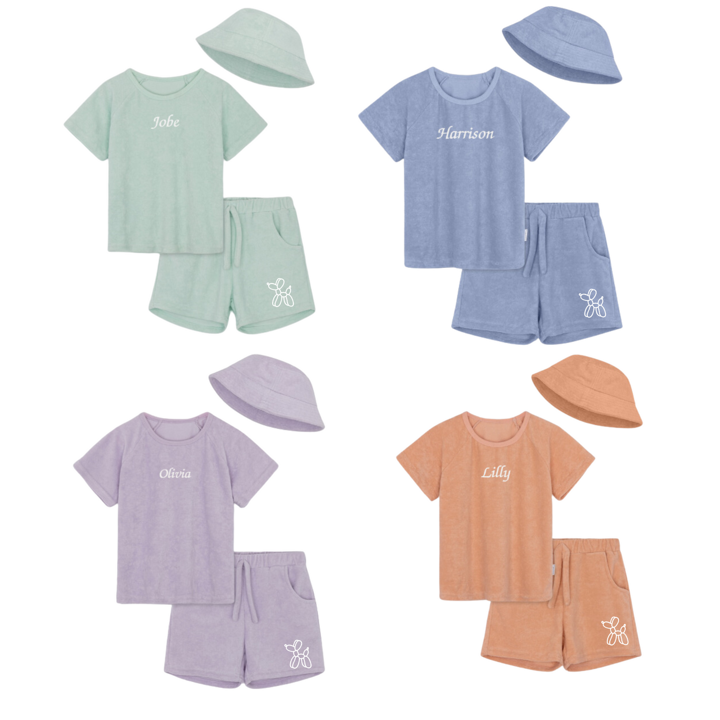 Personalised 3 Piece Summer Towelling Set