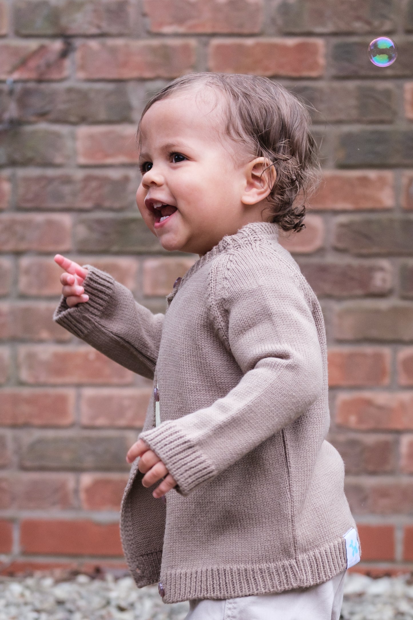Personalised Kids Knitwear Cardigan Taupe