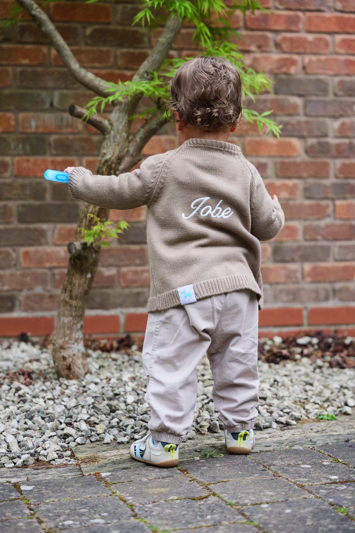 Personalised Kids Knitwear Cardigan Taupe