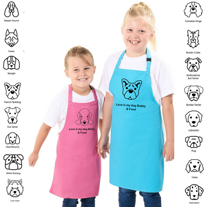 Personalised Love Is My Dog And Food Apron Pink