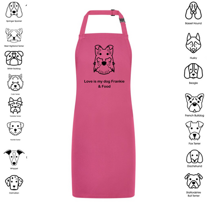 Personalised Love Is My Dog And Food Apron Pink