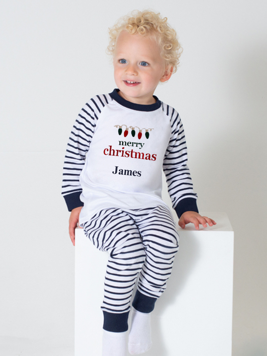 Classic Navy Striped Christmas PJs
