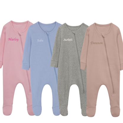 Personalised Ribbed Sleepsuit