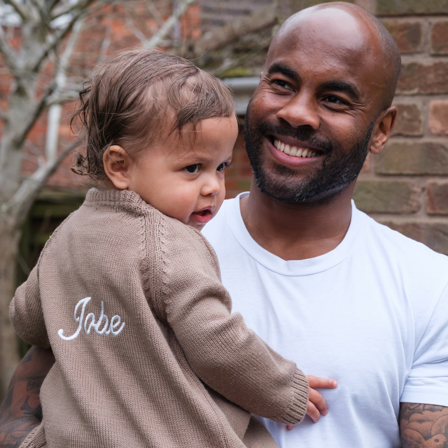 Personalised Kids Knitwear Cardigan Taupe