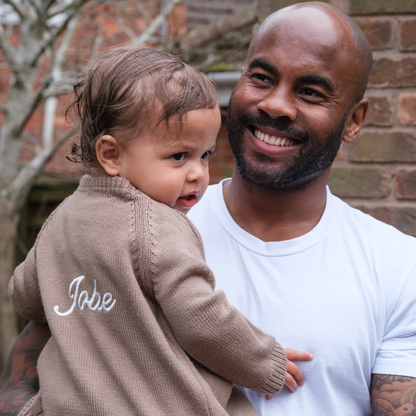 Personalised Kids Knitwear Cardigan Taupe